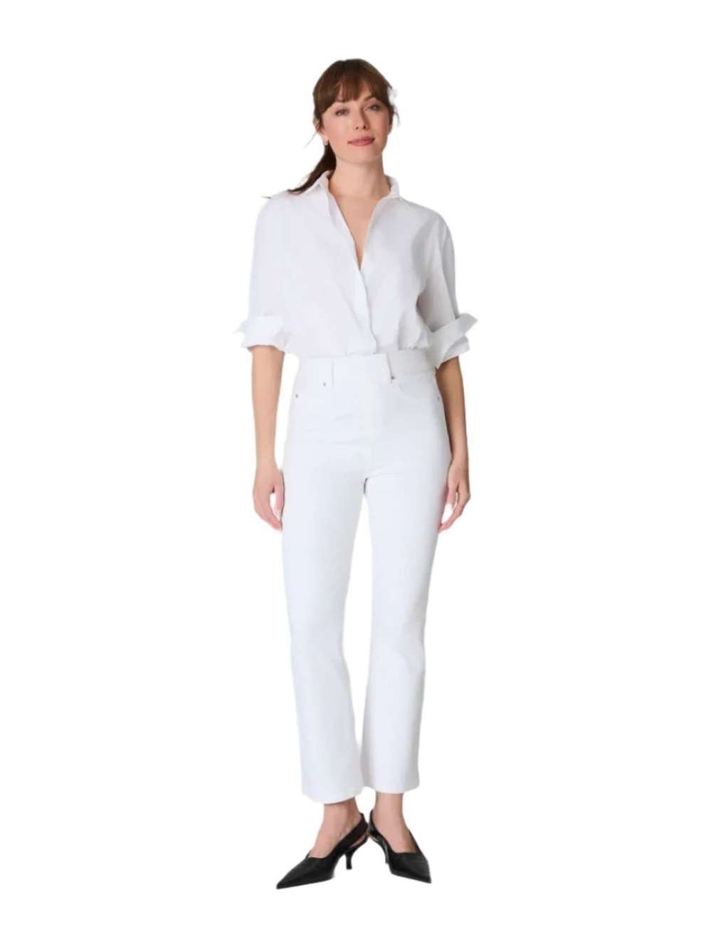 SPANX SpanxShape Everywear Kick Flare Jeans White Ankle Stretch Denim White